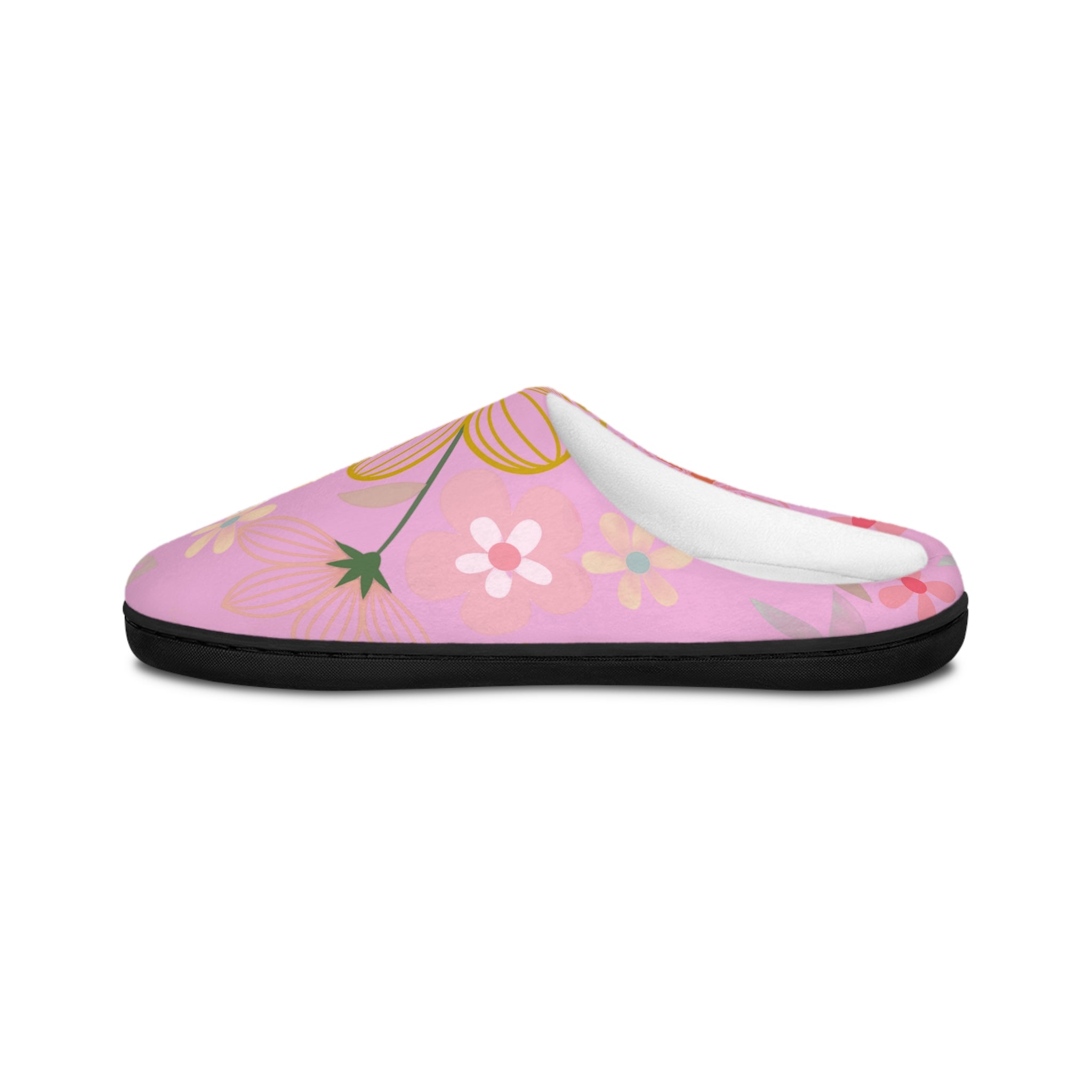 Floral Pink Cozy Indoor Slippers — Women's Soft Flower Pattern House Shoes
