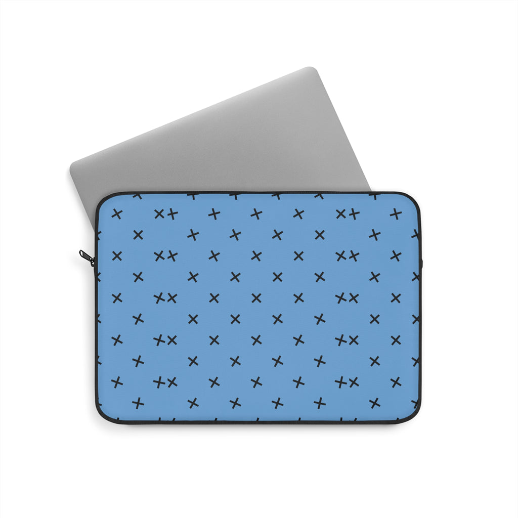 Blue Cross Pattern Laptop Sleeve — Minimalist Protective Case