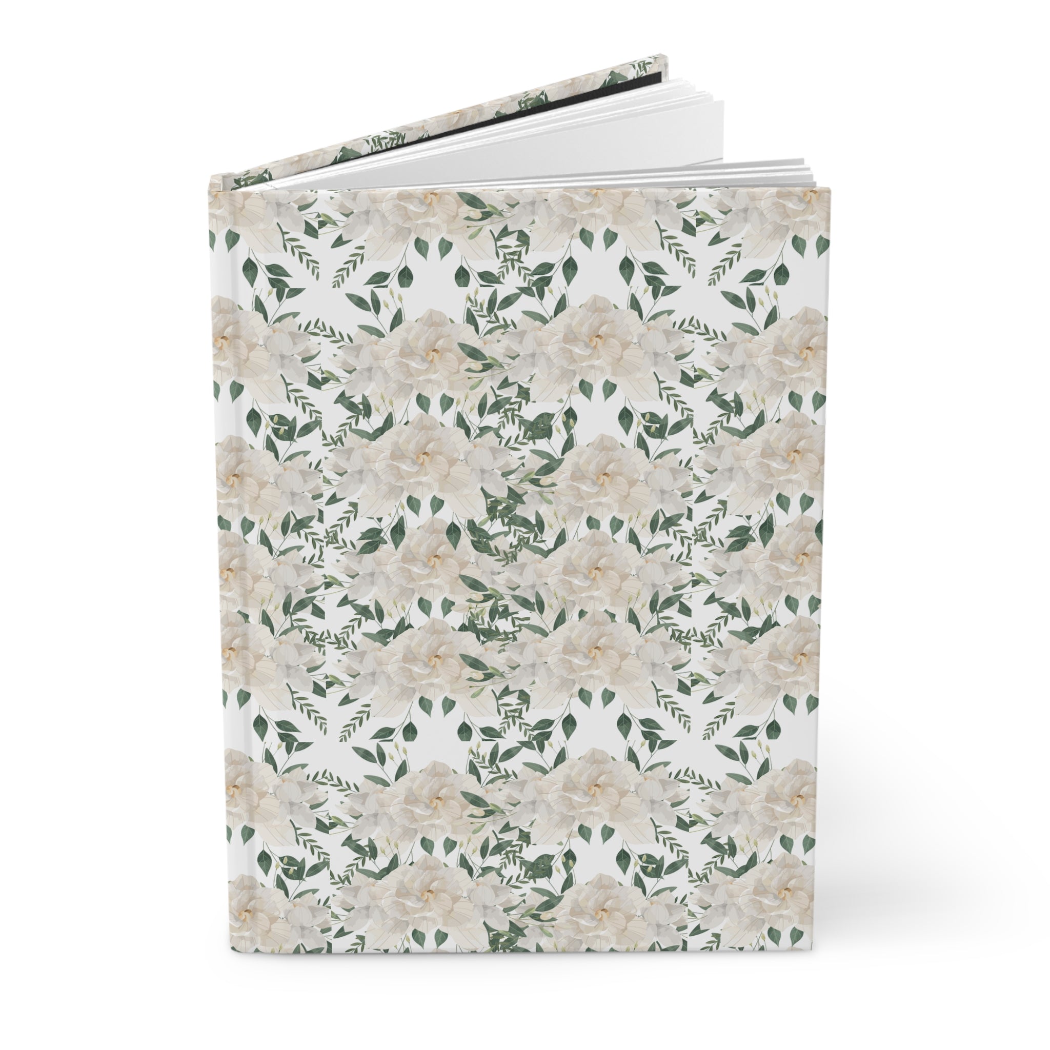 Floral Hardcover Journal — Vintage Cream Peonies Patterned Notebook for Writing & Gifts