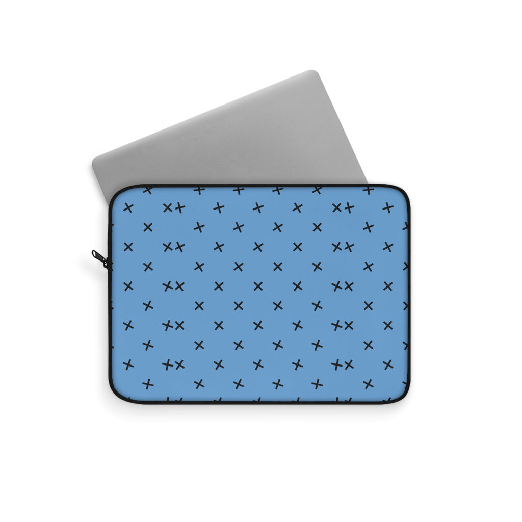 Blue Cross Pattern Laptop Sleeve — Minimalist Protective Case