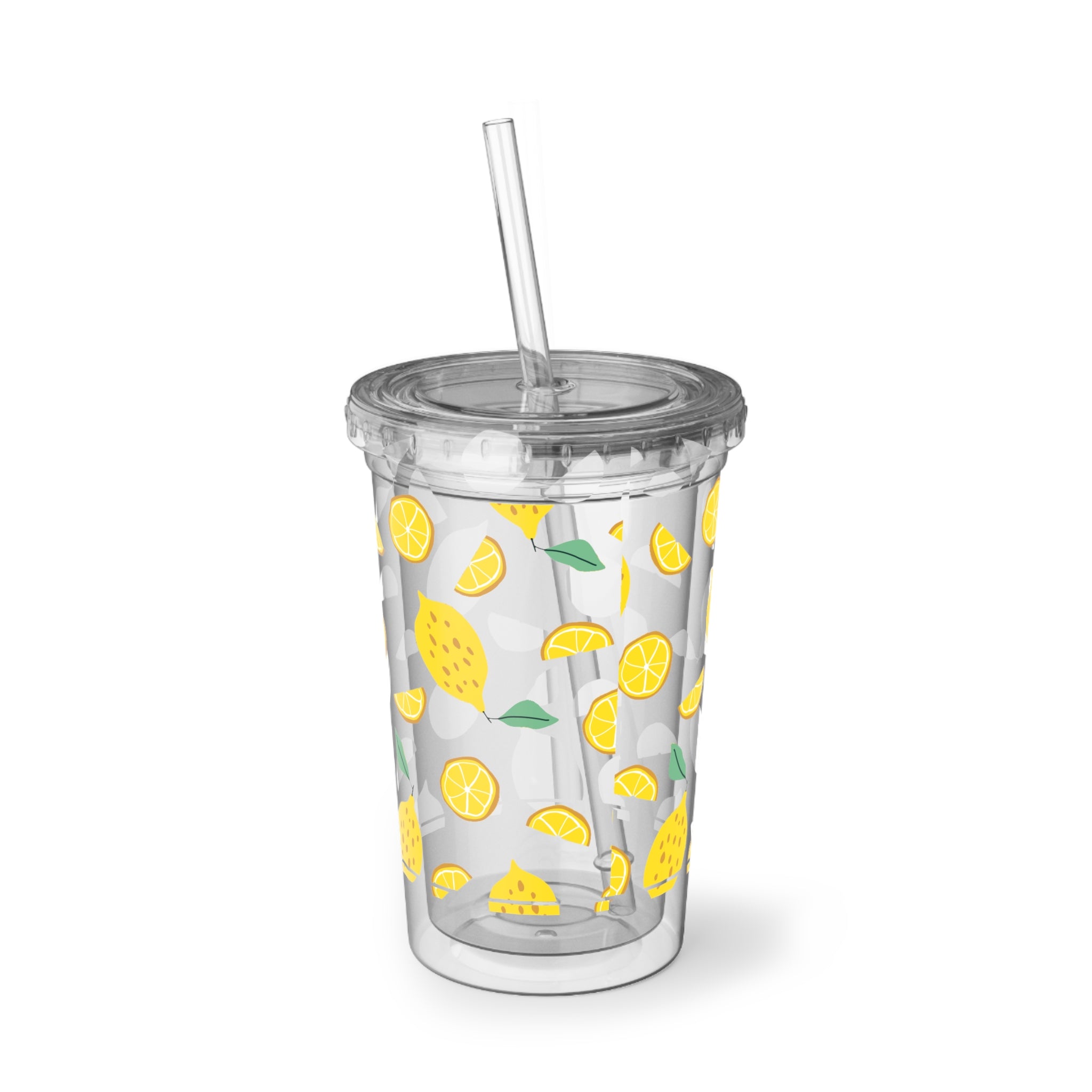 Lemonade Acrylic Tumbler Cup – Reusable Cold Drink Cup with Straw