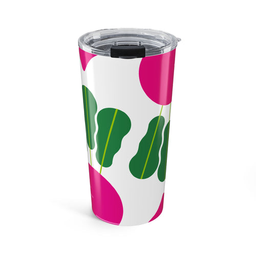20oz Floral Leaves Tumbler — Pink & Green Tropical Travel Cup