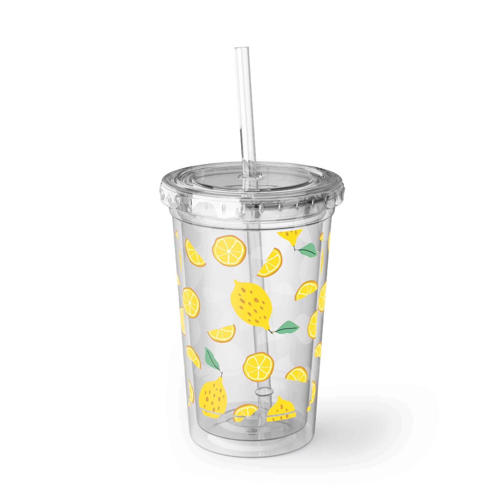 Lemonade Acrylic Tumbler Cup – Reusable Cold Drink Cup with Straw