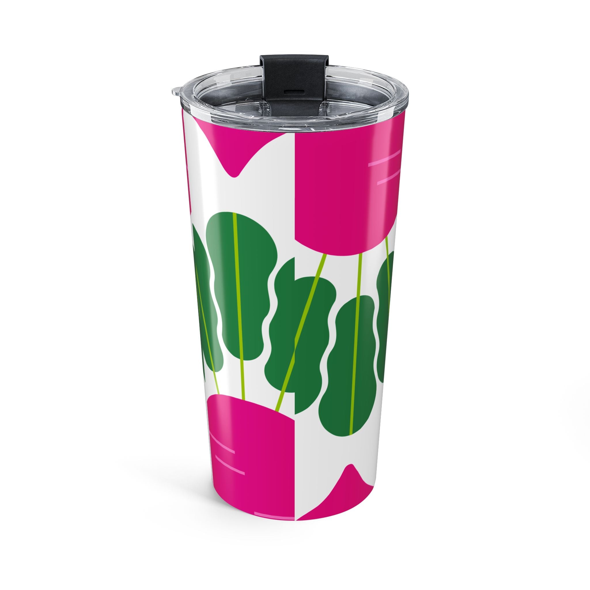 20oz Floral Leaves Tumbler — Pink & Green Tropical Travel Cup