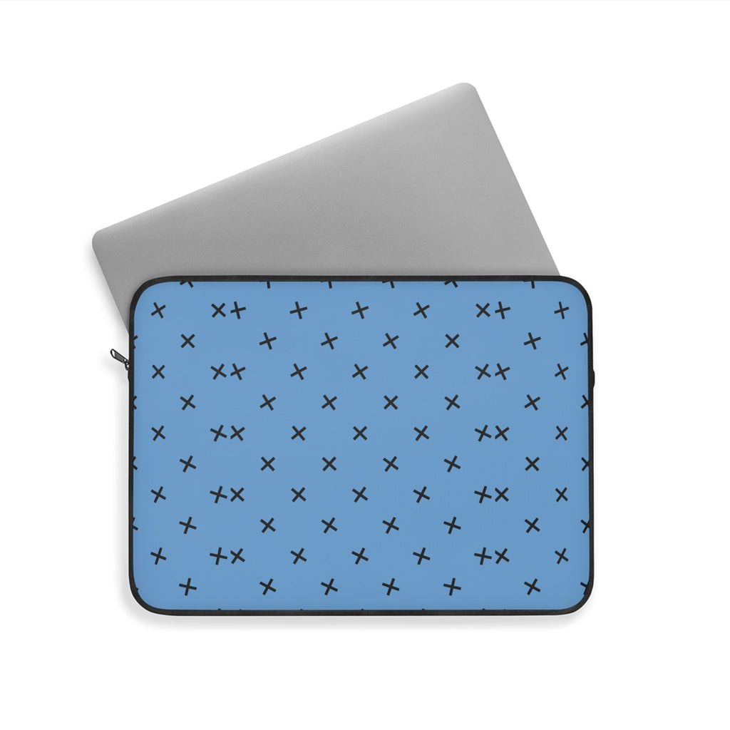 Blue Cross Pattern Laptop Sleeve — Minimalist Protective Case