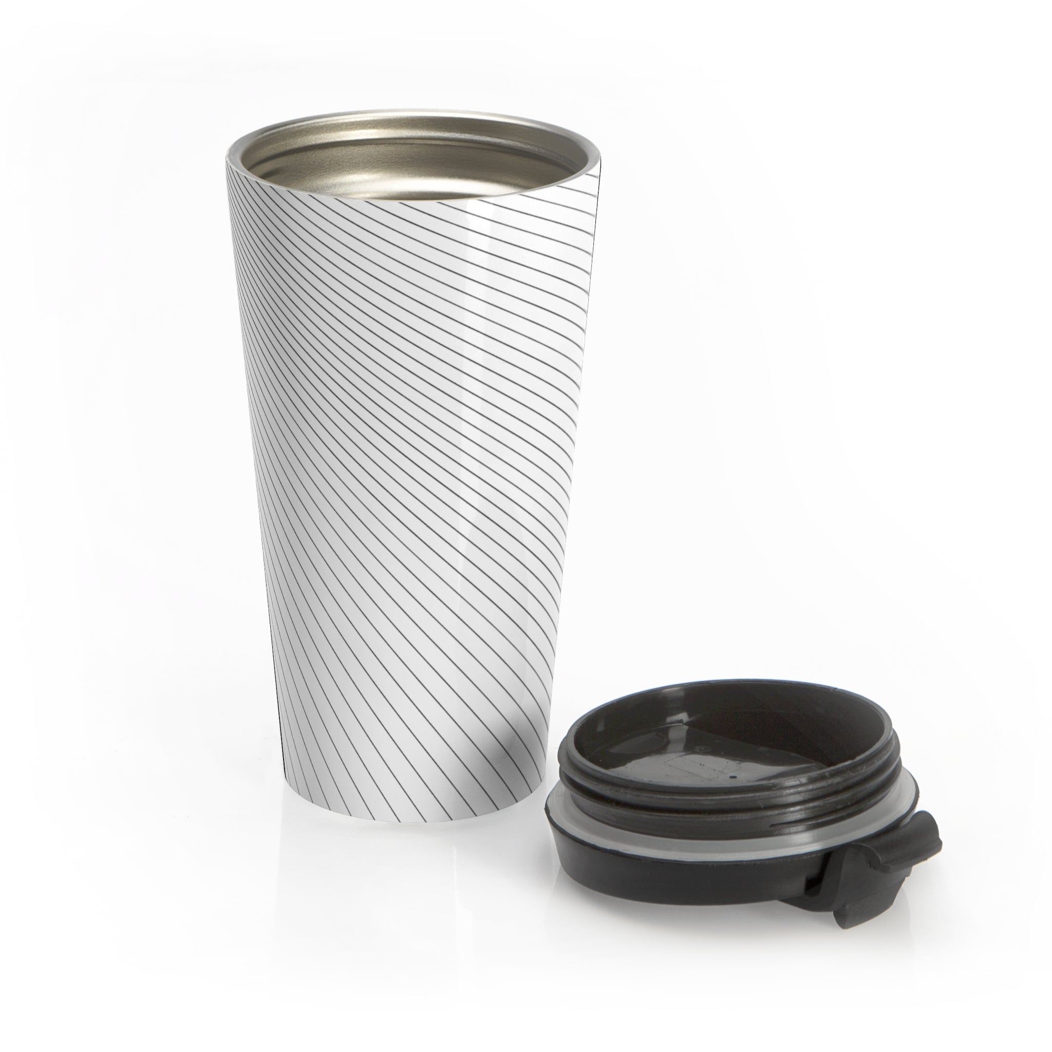 Stainless Travel Mug — Minimal Diagonal Stripe Insulated Tumbler