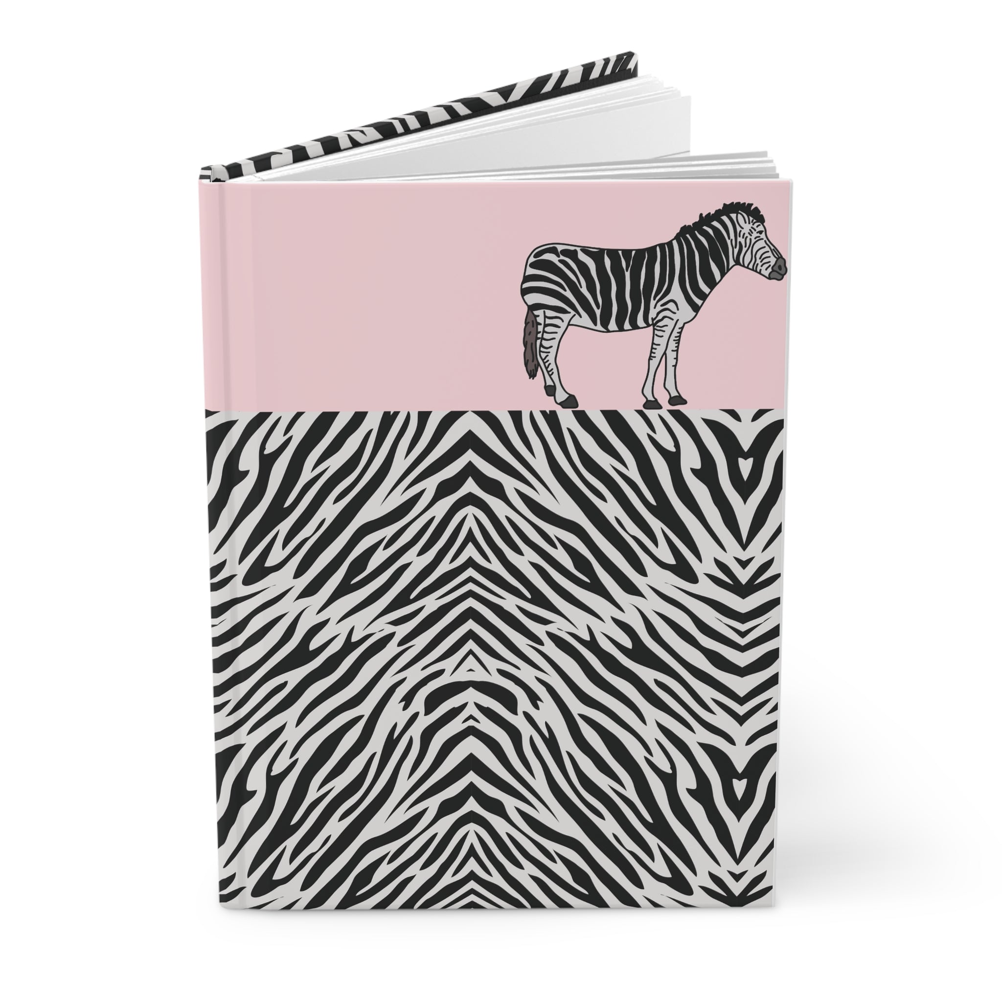 Zebra Print Hardcover Journal — Pink Accent Notebook for Notes & Journaling