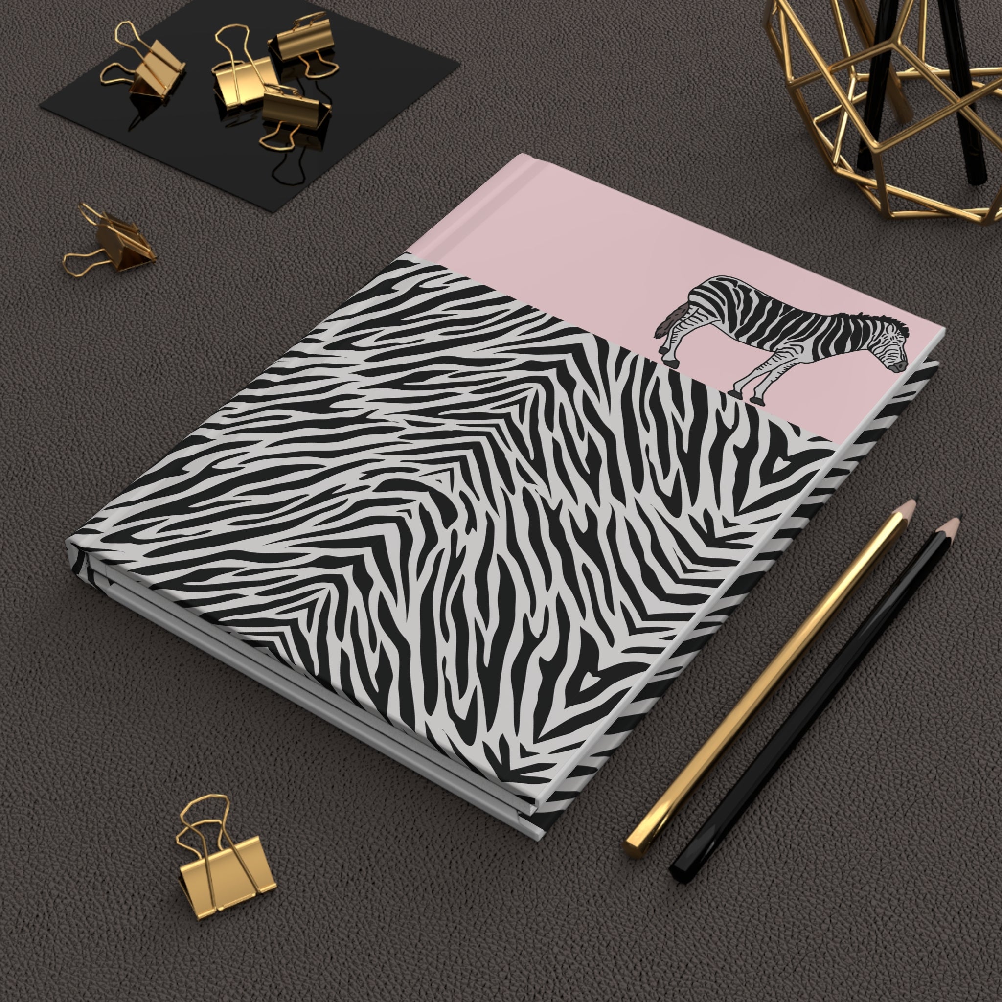 Zebra Print Hardcover Journal — Pink Accent Notebook for Notes & Journaling