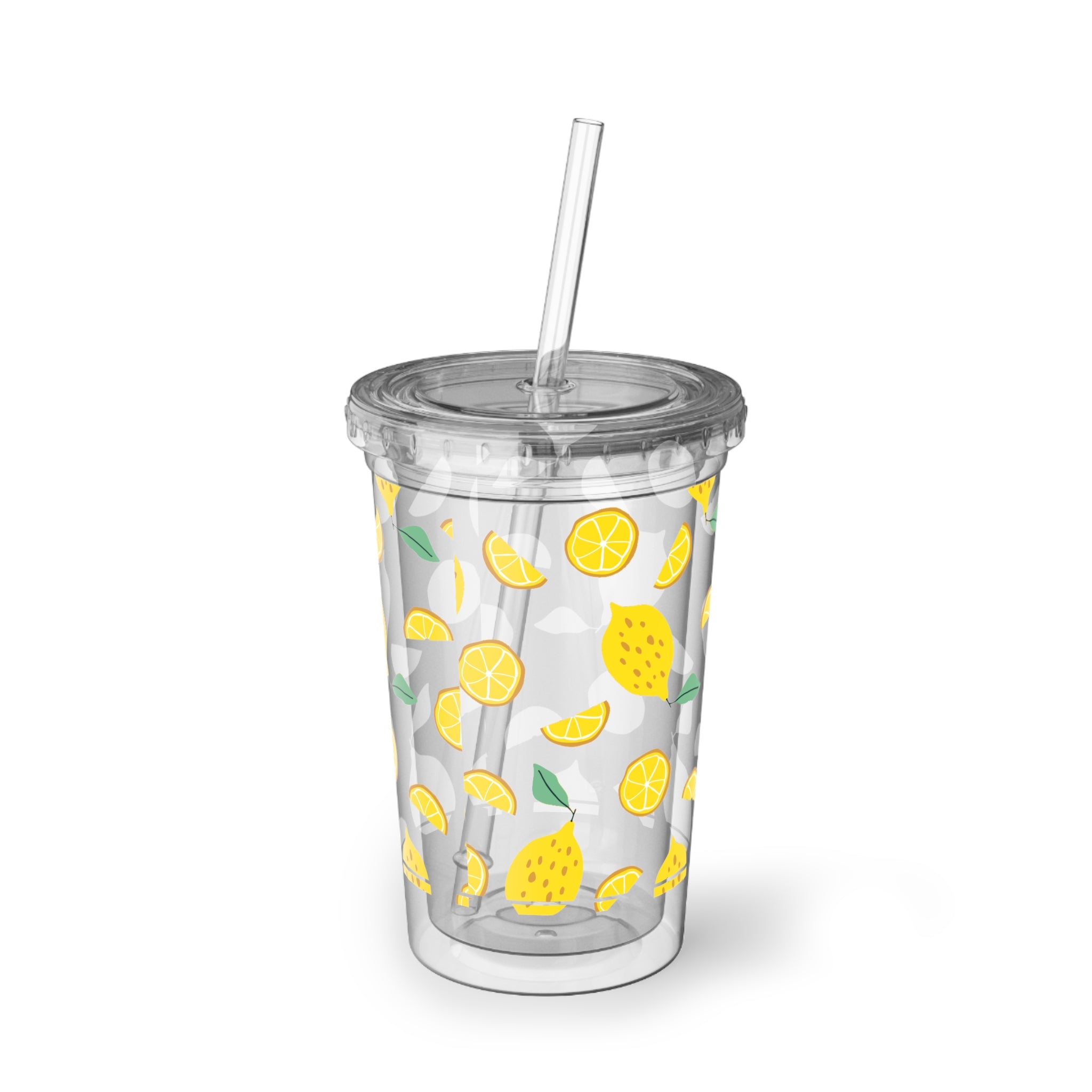 Lemonade Acrylic Tumbler Cup – Reusable Cold Drink Cup with Straw
