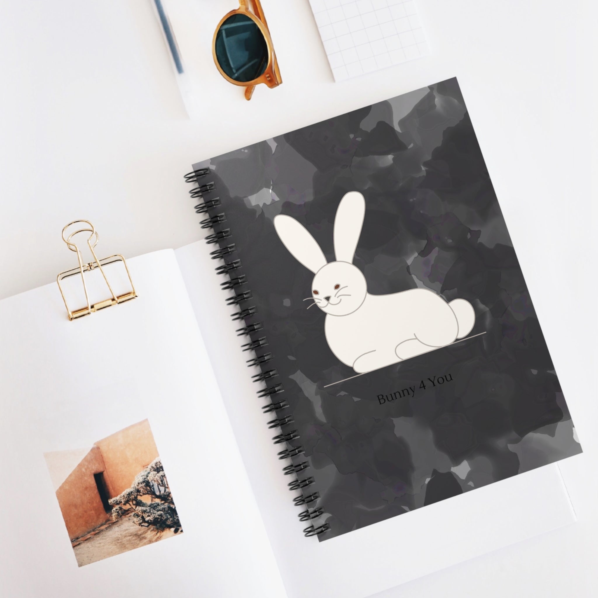 Bunny 4 You Spiral Notebook — Cute White Rabbit Ruled Journal